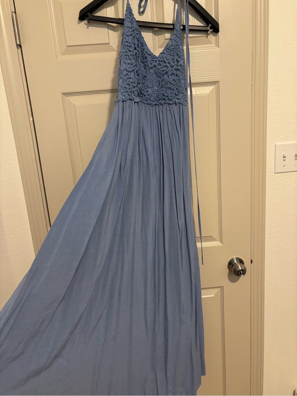 Cupshe Dusty Blue Lace Bodice Maxi Dress
